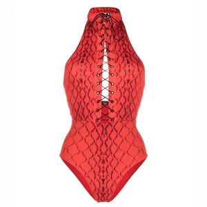 NWT! Noire Swimwear Red Snakeskin One Piece